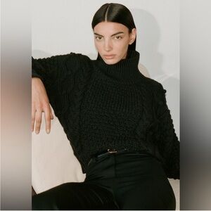 Nili Lotan Black Wool Cabled Hawthorn Sweater XS